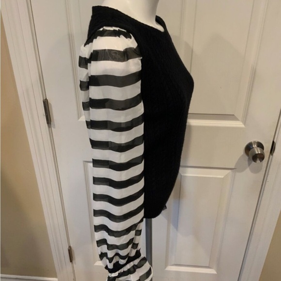 Maeve Black cable knit & sheer stripe sleeves - Picture 7 of 8